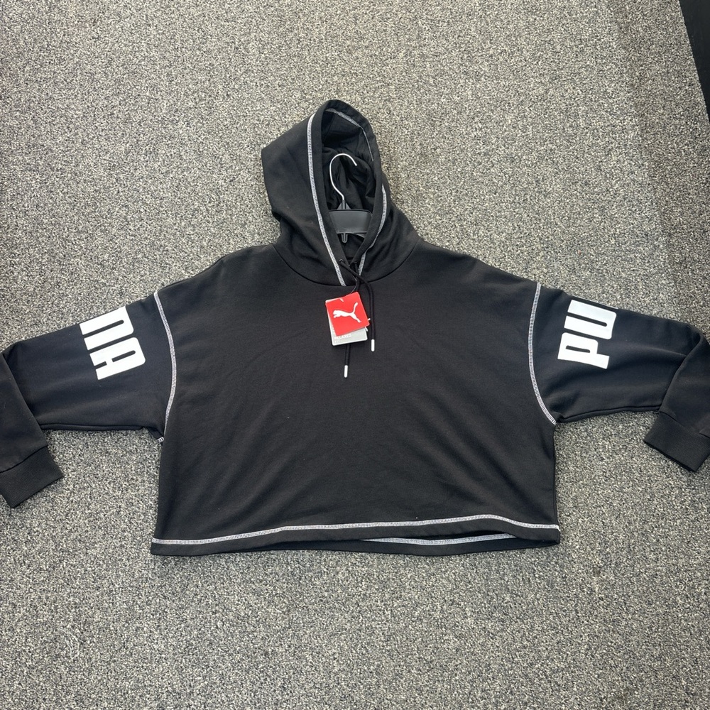 Black brand new puma crop top hoodie